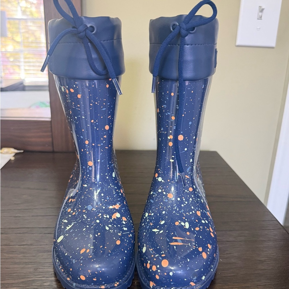Mini Melissa Navy and Orange Speckled Rain Boots
